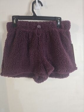 No Boundaries Plush Sherpa Lounge Shorts - Plum